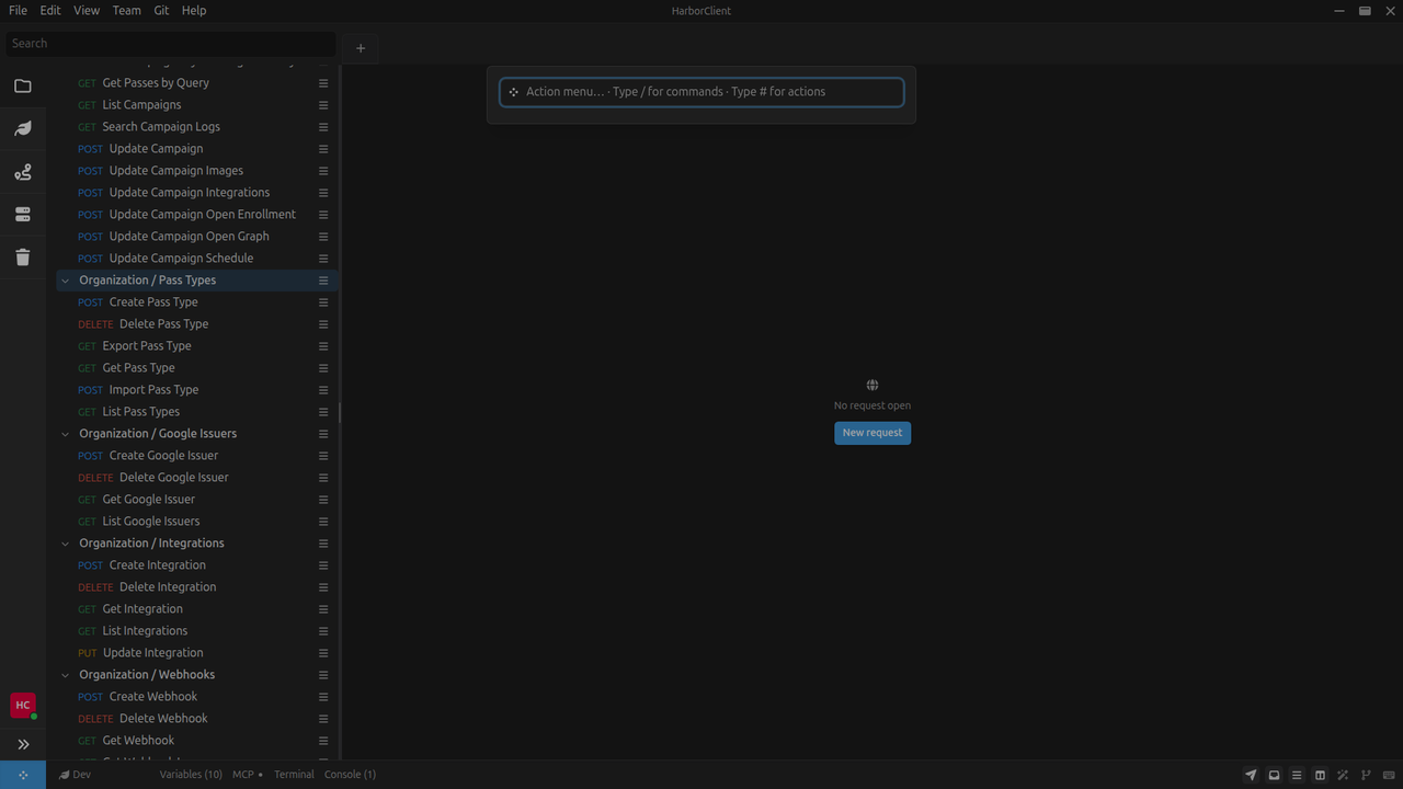 Action menu