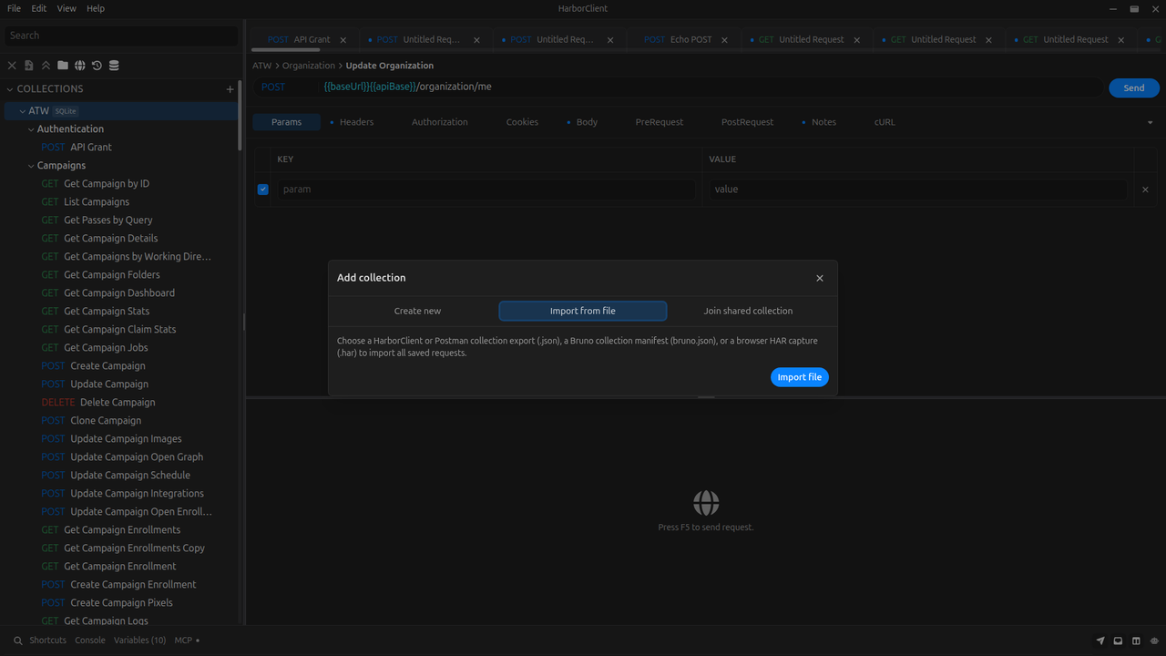 Add collection: Import from file
