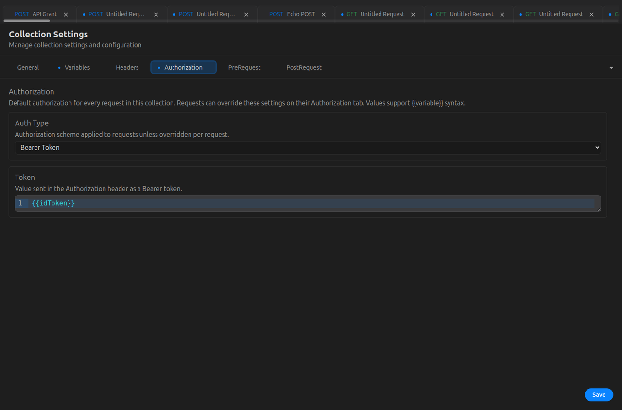 Collection settings: Authorization