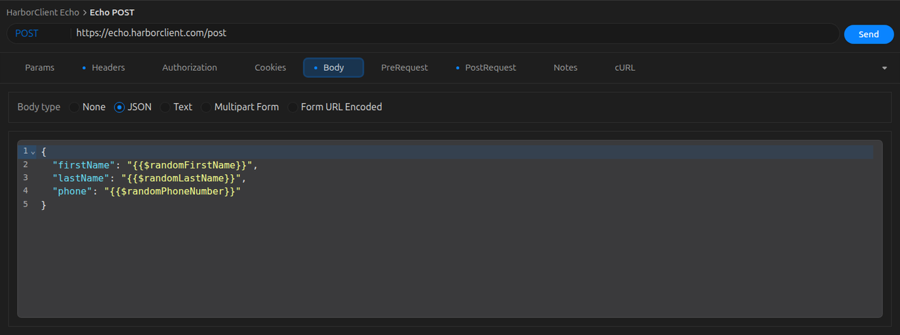 Request body editor