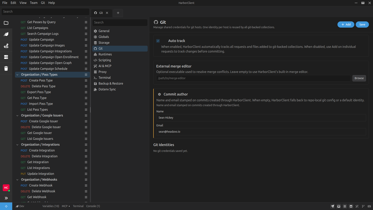 Settings: Git