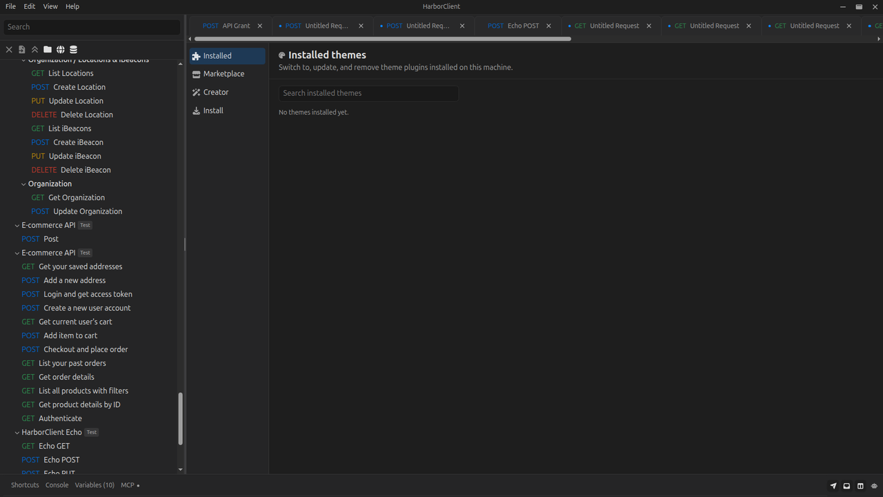 Installed themes