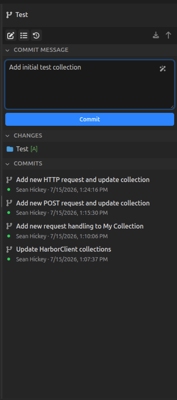 Screenshot of Git sidebar
