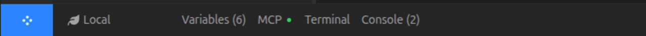 Screenshot of footer menu and panel toggles