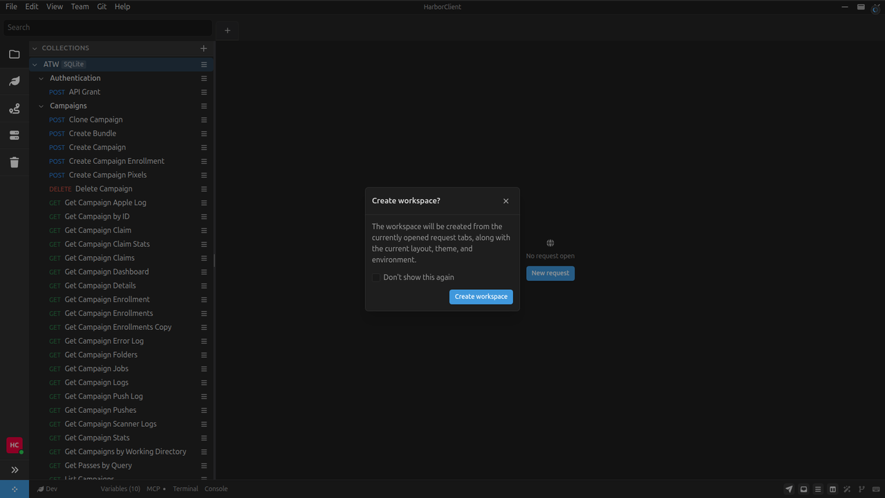 Create workspace